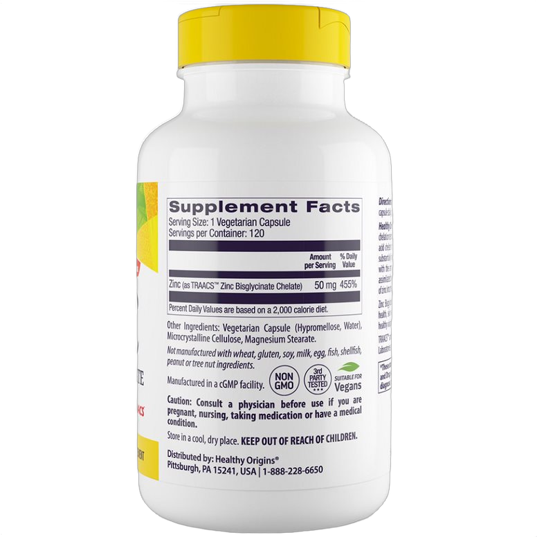Zinc Bisglycinate Chelate, 50mg,120 Capsules