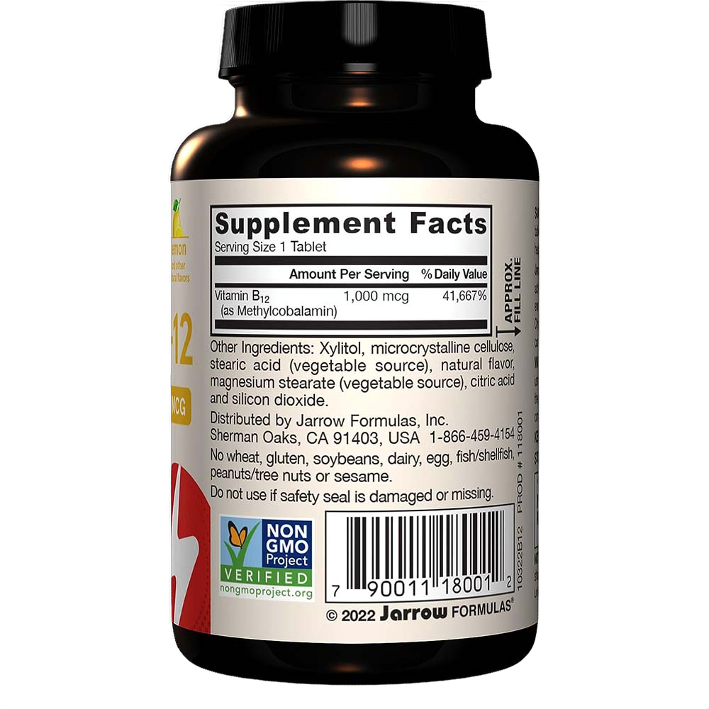 Vitamina metil B-12, 1.000 mcg, sabor a limón