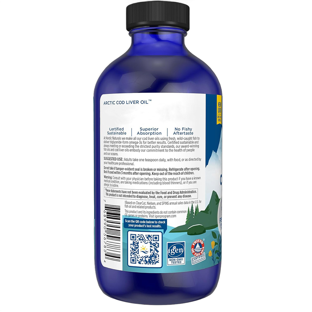 Arctic Cod Liver Oil, (huile de foie de morue), 1 060 mg d'oméga-3, fraise