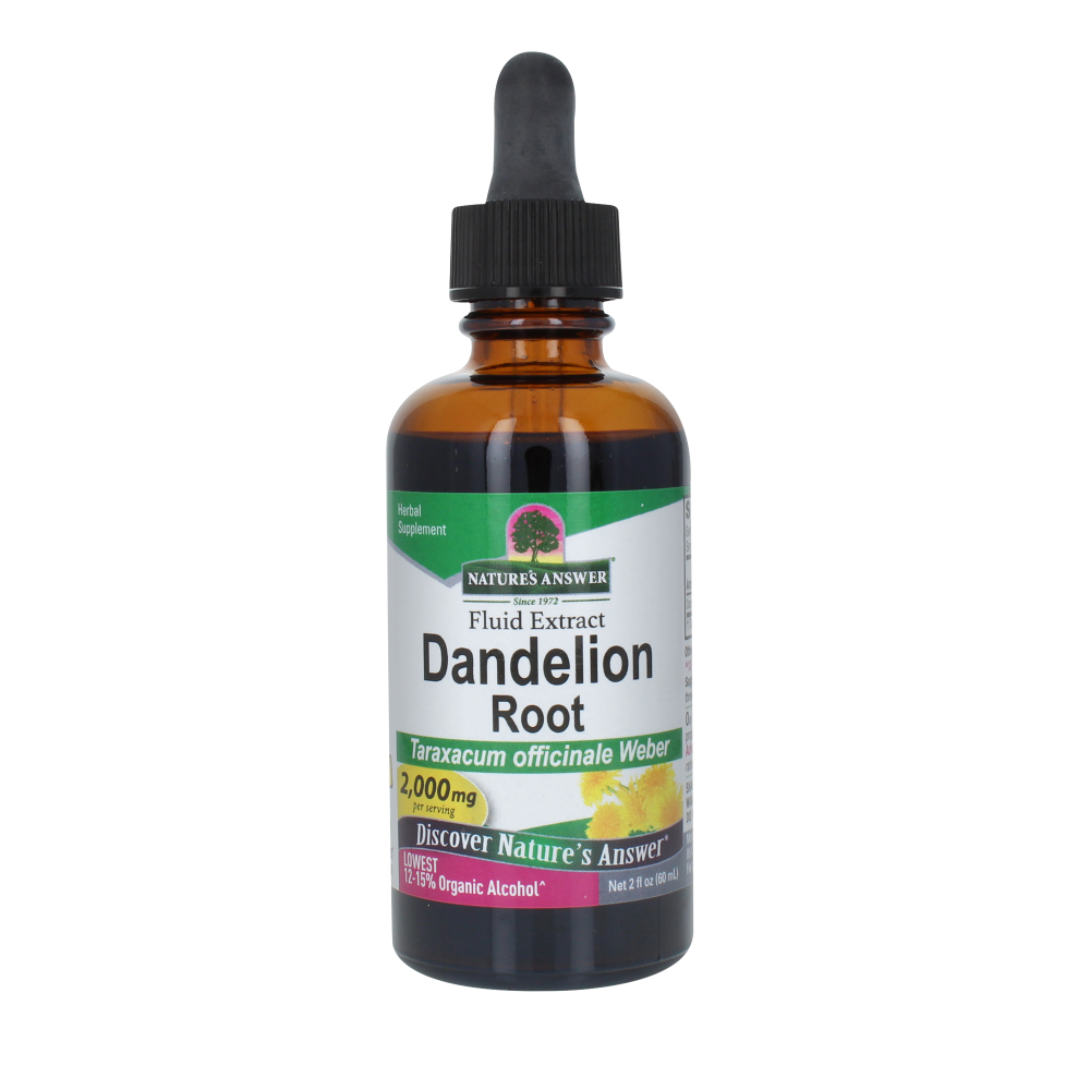Extracto fluido de raíz de diente de león, bajo contenido en alcohol, 2.000 mg