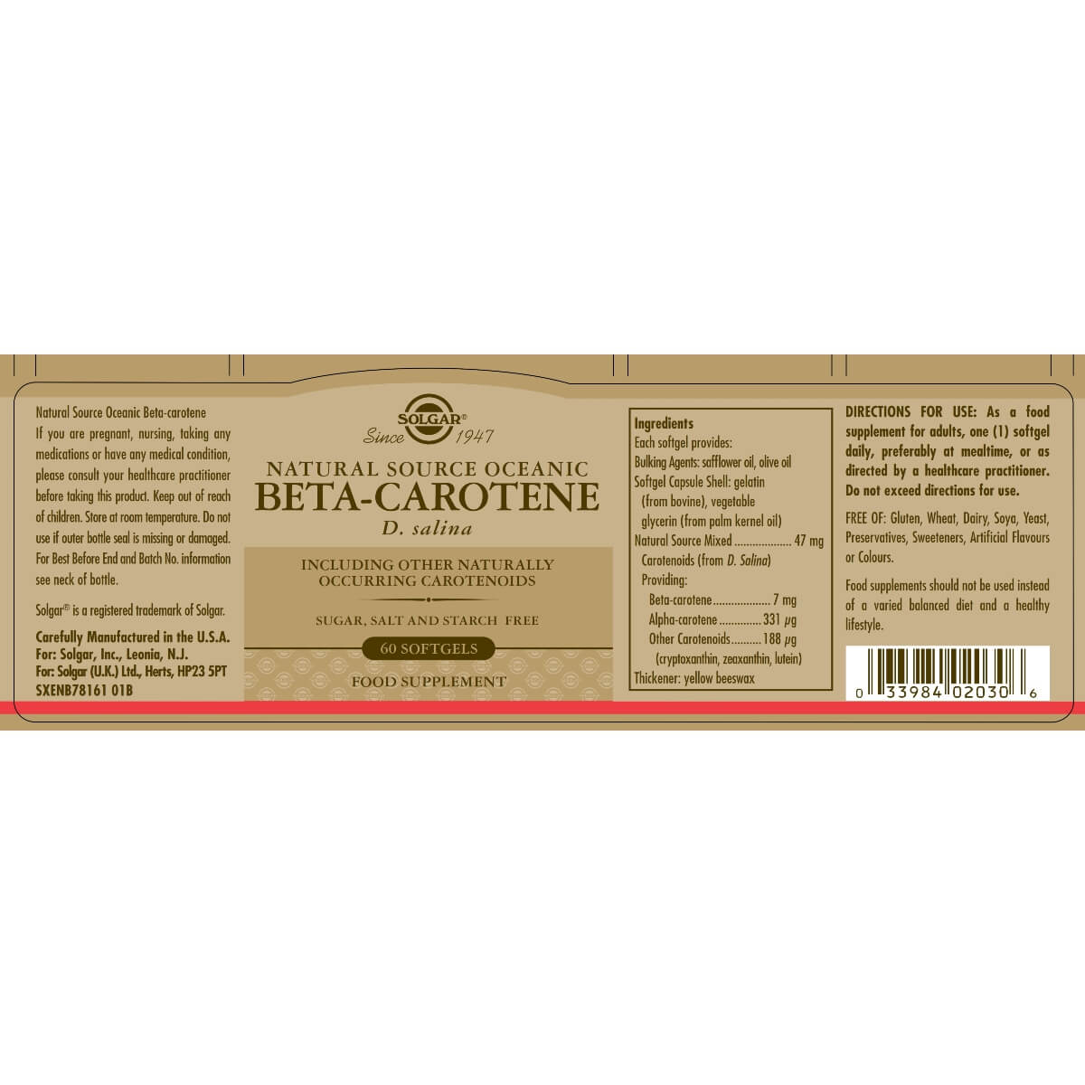 Beta-caroteno oceánico de origen natural