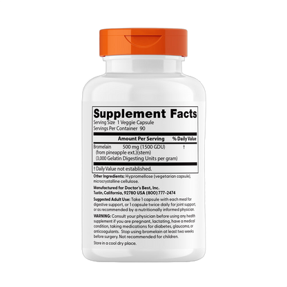 Bromélaïne haute puissance 3000 GDU, 500 mg