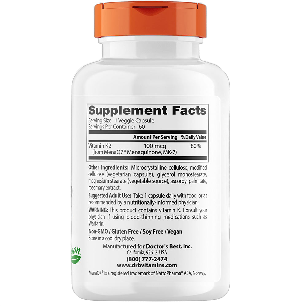 Vitamina K2 MK-7 naturale con MenaQ7, 100 mg