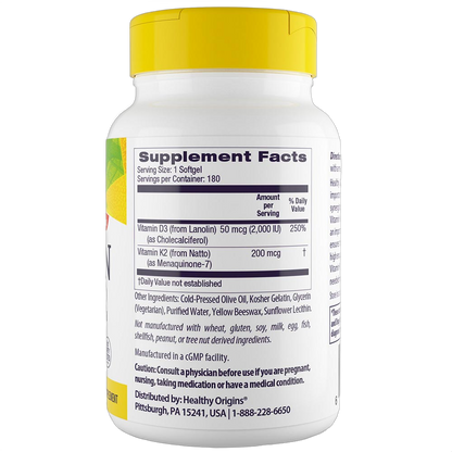 Vitamin D3 & K2, 50mcg/200mcg