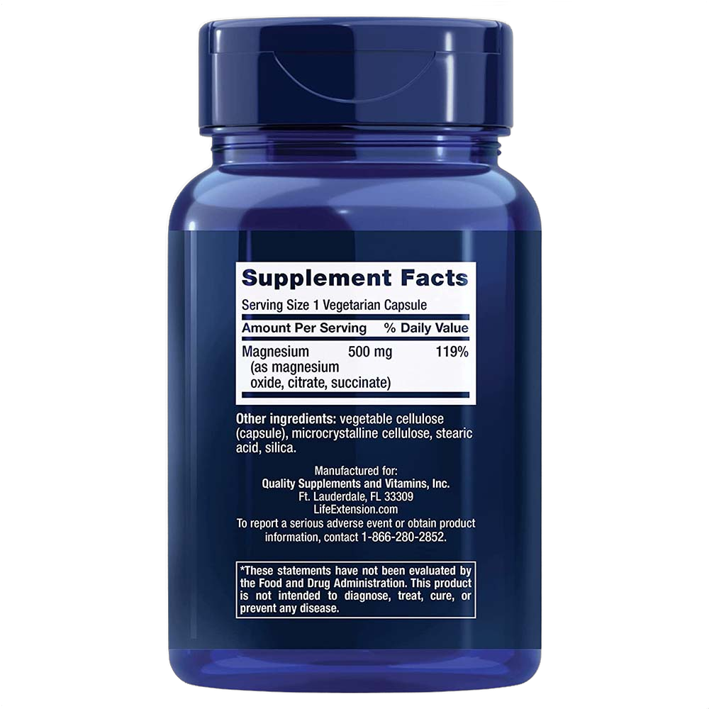 Cápsulas de magnesio, 500 mg