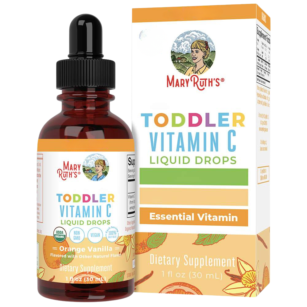Gotas de vitamina C para niños pequeños, sabor a naranja y vainilla
