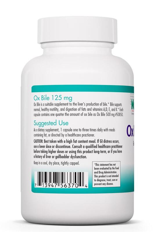 Bile de buey, 125 mg