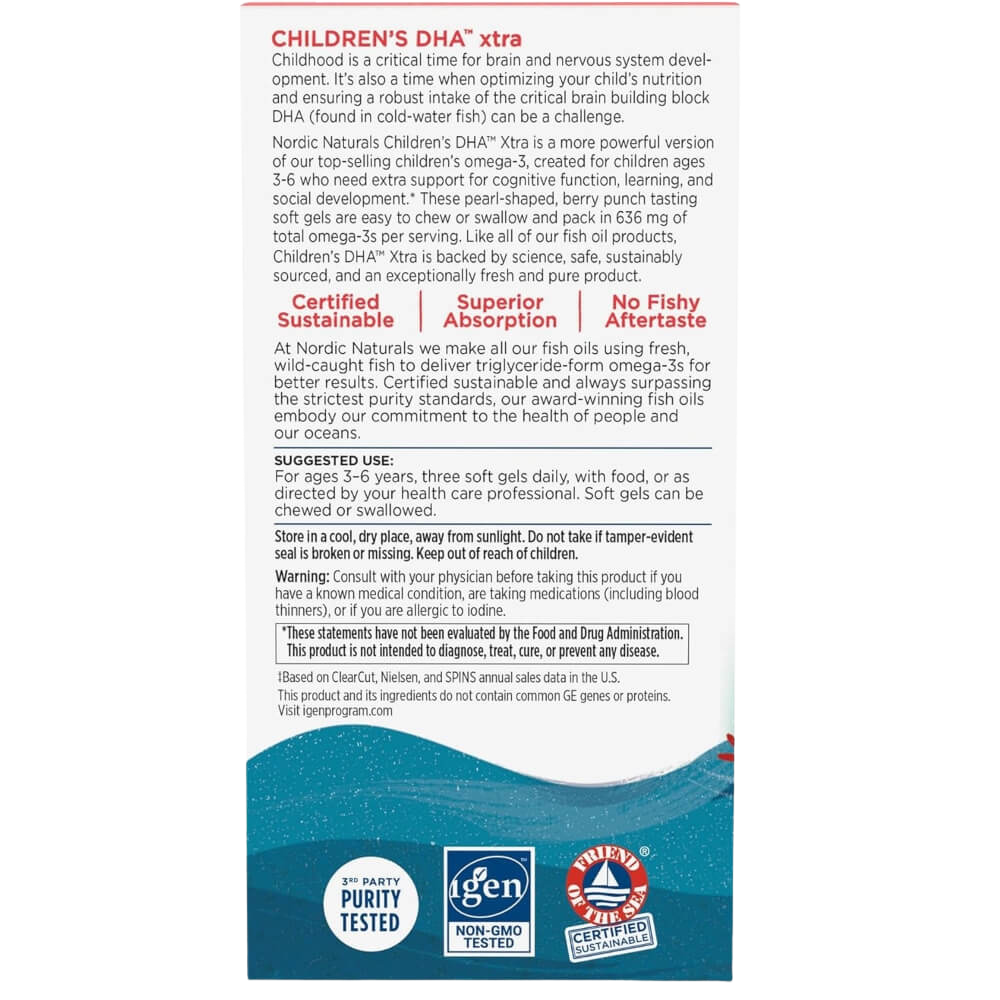 Children's DHA Xtra, (pour enfants), 636 mg d'oméga-3, saveur punch aux baies