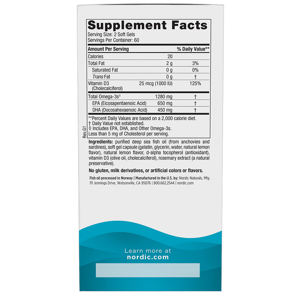 Ultimate Omega-D3, Olio di pesce, 1.280 mg, aroma limone