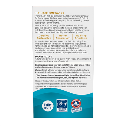 Ultimate Omega 2X,, Olio di pesce Omega-3, 2.150 mg