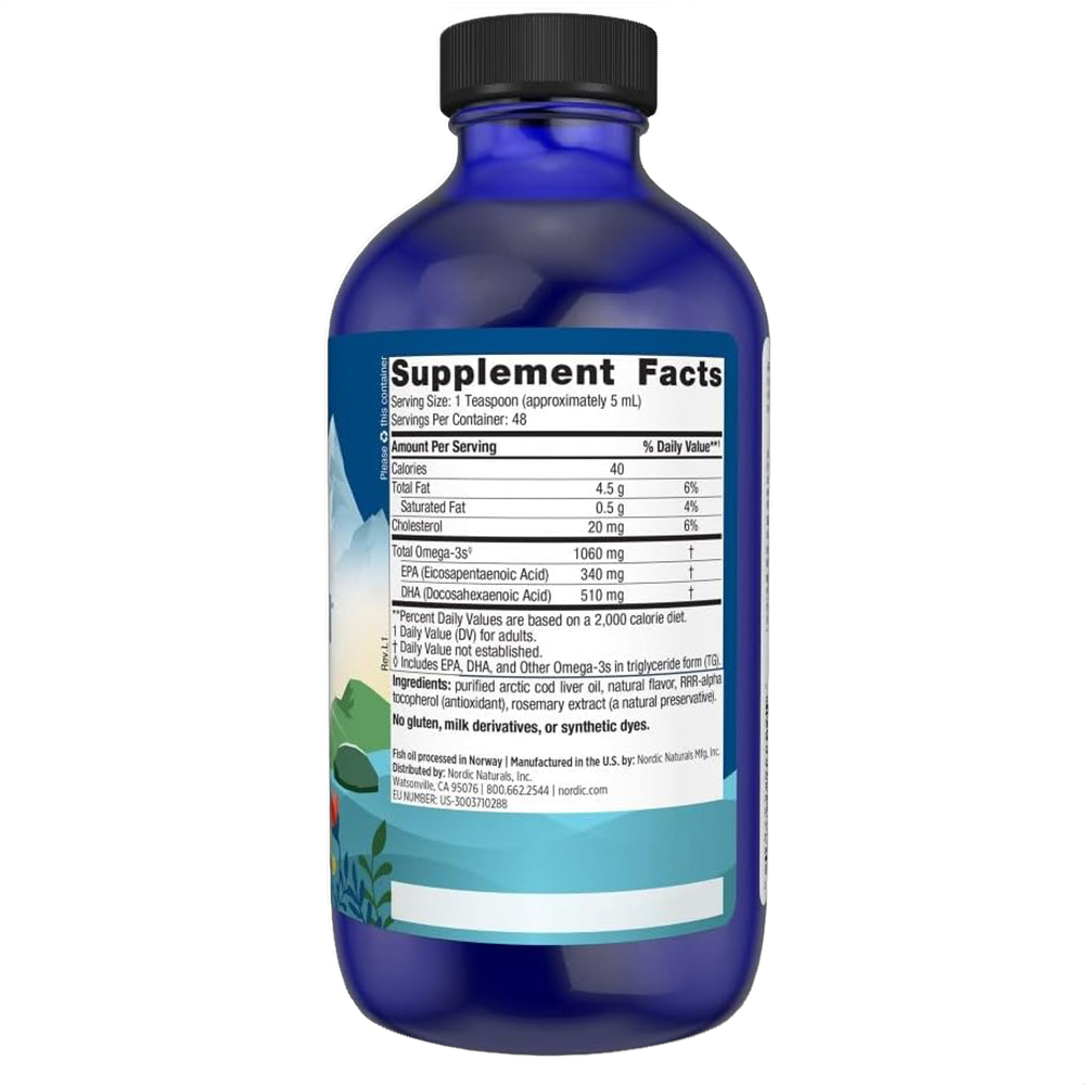 Arctic Cod Liver Oil, (olio di fegato di merluzzo), 1.060 mg, aroma di limone