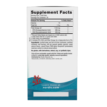 Ultimate Omega 2X Teen,, Aceite de pescado omega-3 para adolescentes, 1.120 mg de omega-3, fresa