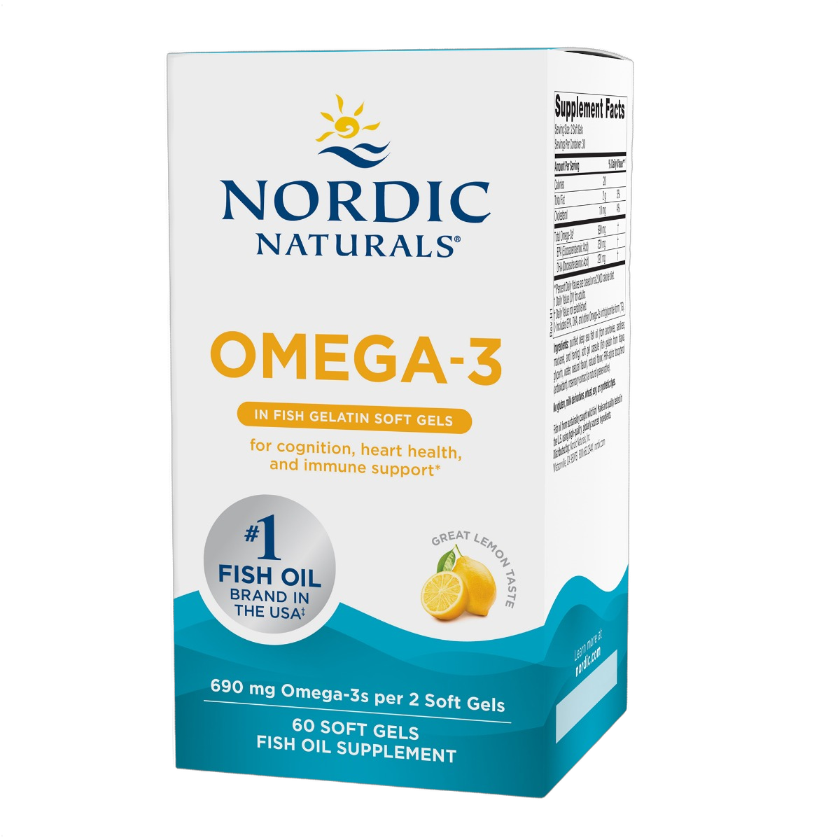 Olio di pesce Omega-3, 690 mg Omega-3, limone