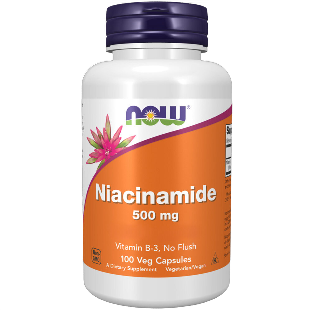 Niacinamide (vitamine B3) sans bouffées de chaleur, 500 mg