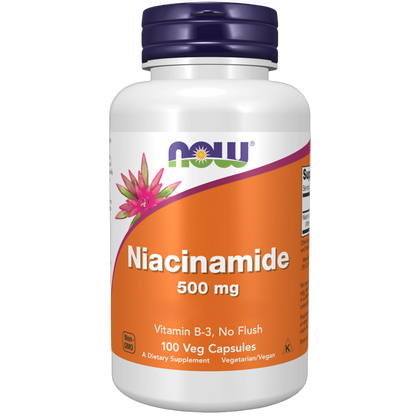 Niacinamide (vitamine B3) sans bouffées de chaleur, 500 mg