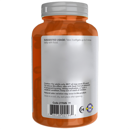 Huile MCT (triglycérides à chaîne moyenne), 1 000 mg