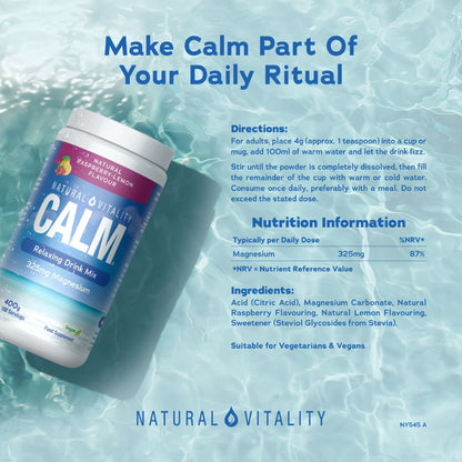 Bebida relajante CALM®, sabor frambuesa y limón