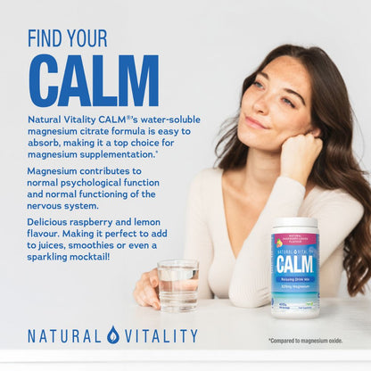 Bebida relajante CALM®, sabor frambuesa y limón