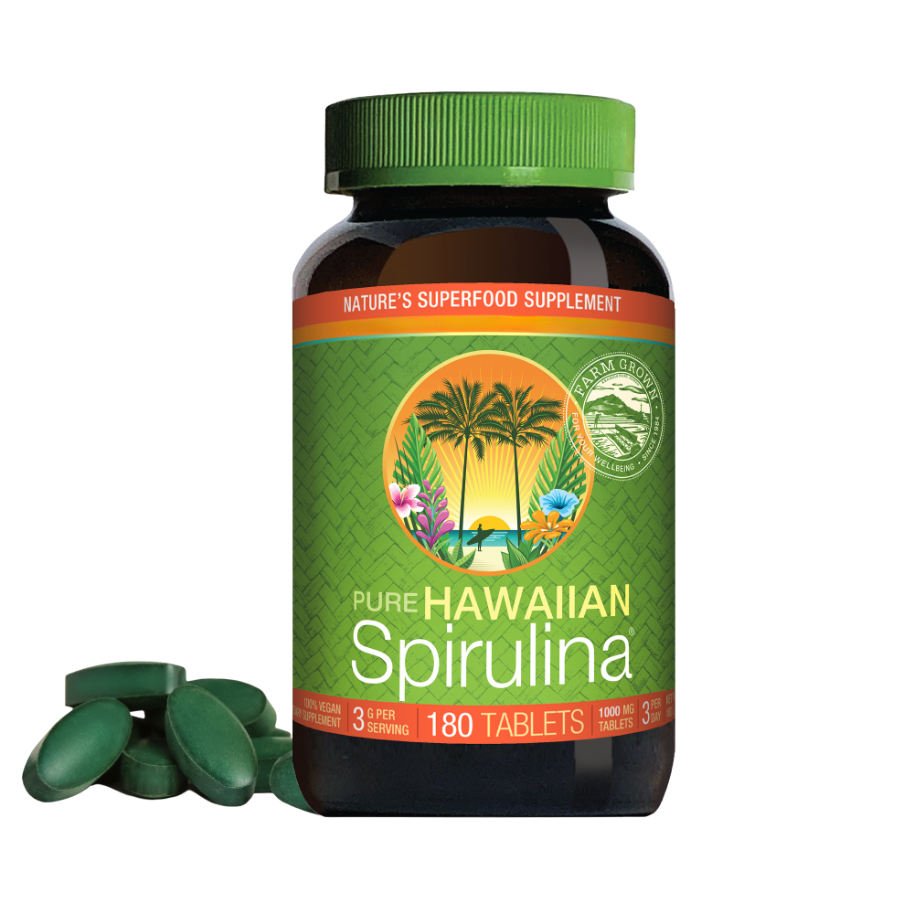 Espirulina de Hawái: 100 % vegana, 1.000 mg
