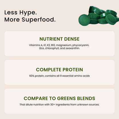 Espirulina de Hawái: 100 % vegana, 1.000 mg