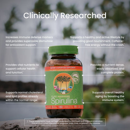 Espirulina de Hawái: 100 % vegana, 1.000 mg
