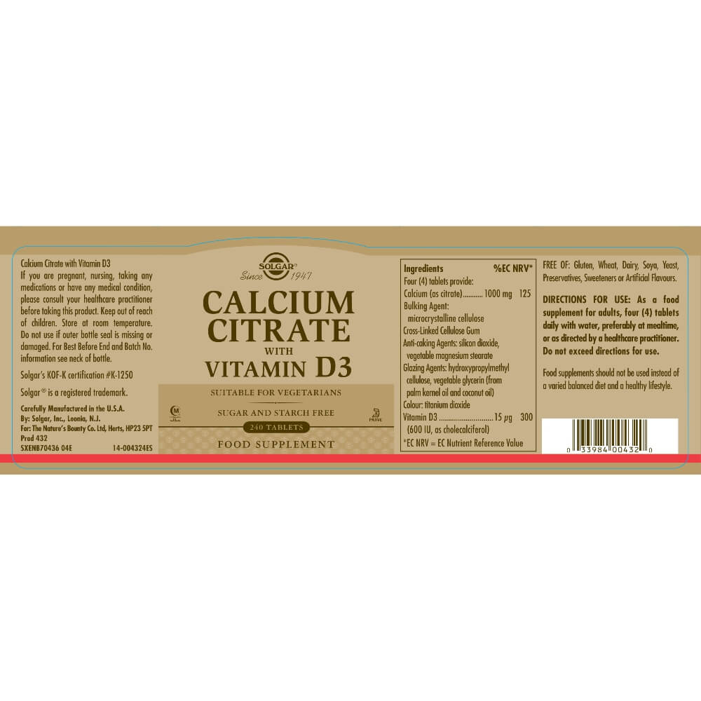 Citrato de calcio con vitamina D3