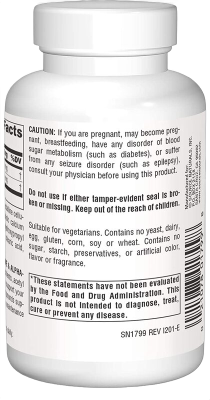 Acetyl L-Carnitine & Alpha-Lipoic Acid, 650mg