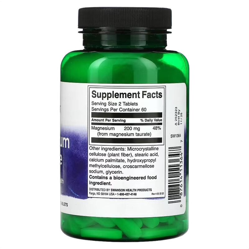 Taurato de magnesio, 100 mg