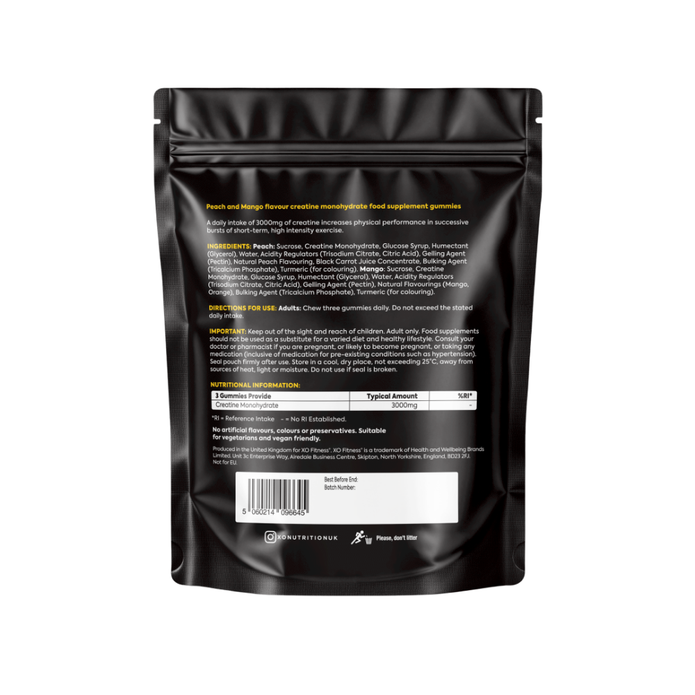 Gominolas de creatina, sabor melocotón y mango, 3000 mg